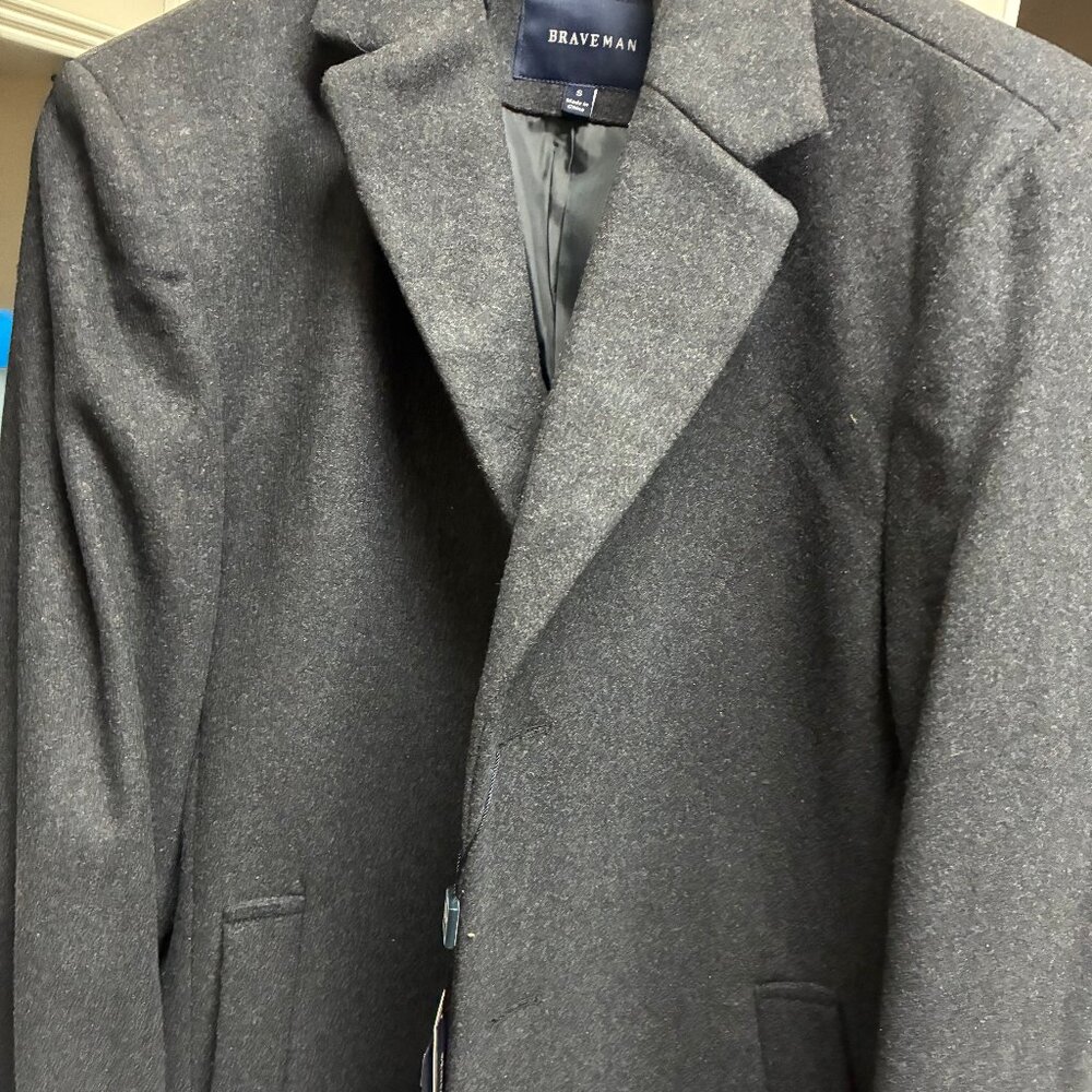 men's new Bravemen topcoat size S  wool  blend dry clean only